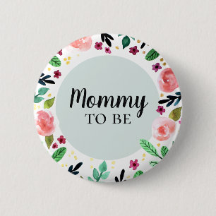 Trendy Flowers Floral Mummy To Be Baby Shower 6 Cm Round Badge