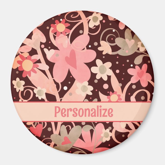 Trendy Flowers Personalised Modern Inspirivity  Magnet (Front)