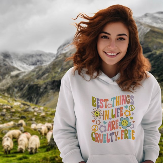 Trendy Flowers Retro Vegan Best Things in Life Hoodie (Creator Uploaded)