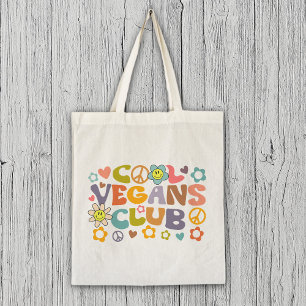 Trendy Flowers Retro Vegan Club  Tote Bag