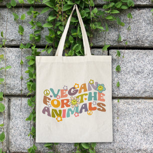 Trendy Flowers Retro Vegan for the animals Tote Bag