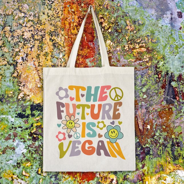 Trendy Flowers Retro Vegan  Tote Bag (Creator Uploaded)