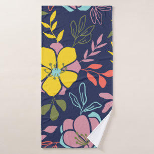 Trendy flowers seamless pattern. Small vintage flo Bath Towel