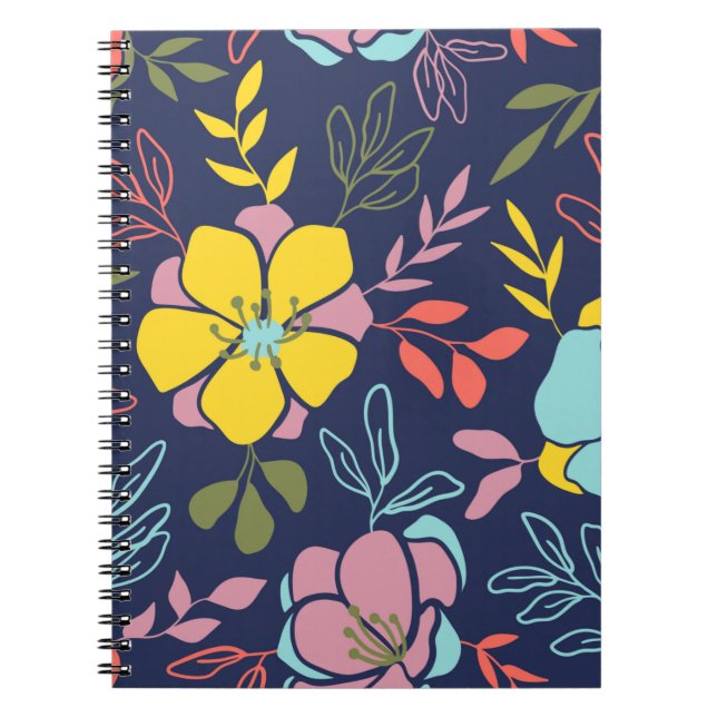 Trendy flowers seamless pattern. Small vintage flo Notebook (Front)
