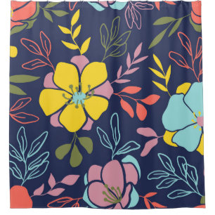 Trendy flowers seamless pattern. Small vintage flo Shower Curtain