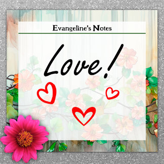 Trendy Flowery Garden, Red Flowers 3" x 3" Post-it Notes