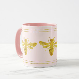 Trendy Foil Bee Gold on Pale Pink Mug