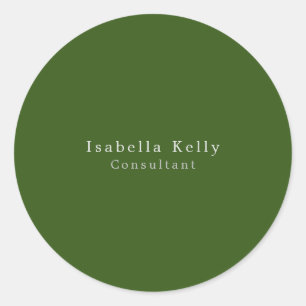 Trendy Forest Green Color Plain Unique Stylish Classic Round Sticker