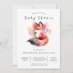 Trendy Forest Theme Fox Baby Shower Invitation