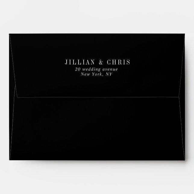 trendy formal black and white wedding envelope (Back (Top Flap))