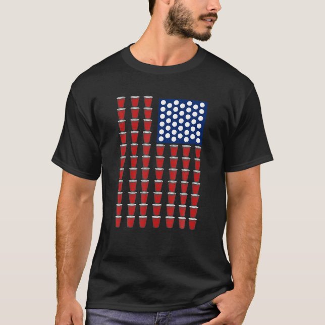 Trendy Fourth Of July Red Solo Cup Beer Pong USA F T-Shirt (Front)