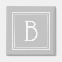 Trendy Framed Monogram Light Grey & White Initial