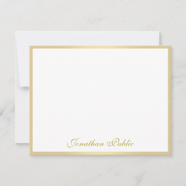 Trendy Freehand Gold Script Elegant Professional Card (Front)