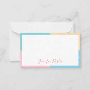Trendy Freehand Script Blue Green Pink Yellow Card