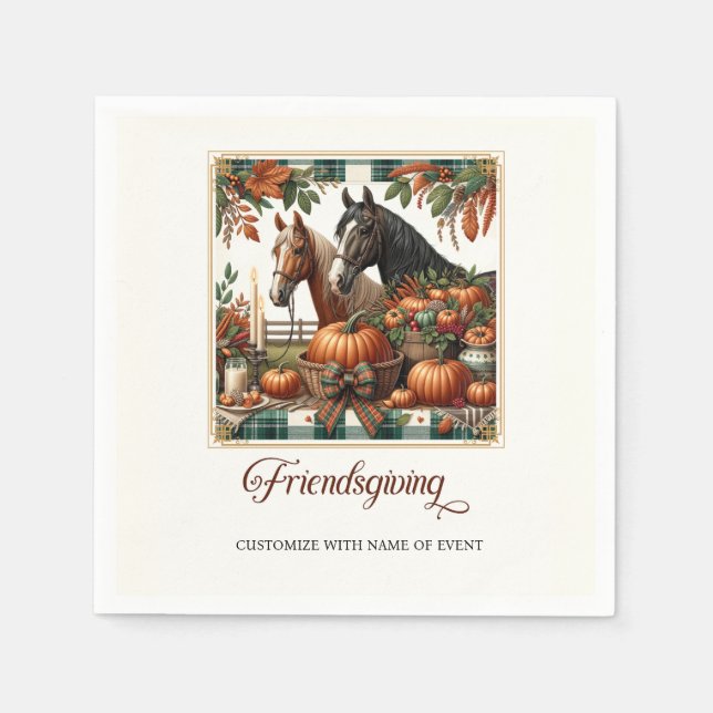 Trendy Friendsgiving Horse  Napkin (Front)