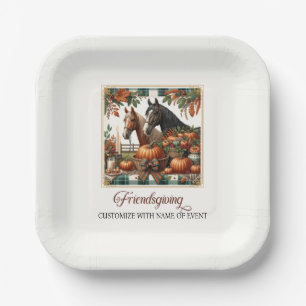 Trendy Friendsgiving Horse  Paper Plate