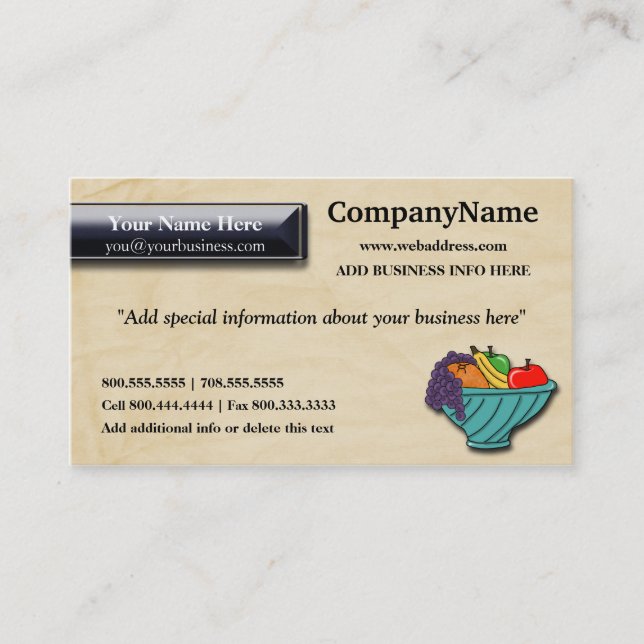 Trendy Fruit Bowl Business Card (Front)