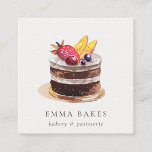 TRENDY FRUIT FLORAL CAKE PATISSERIE CUPCAKE BAKERY SQUARE BUSINESS CARD