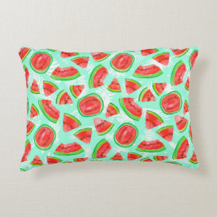 Trendy fruit pattern. Artistic Watermelon backgrou Decorative Cushion