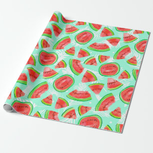 Trendy fruit pattern. Artistic Watermelon backgrou Wrapping Paper