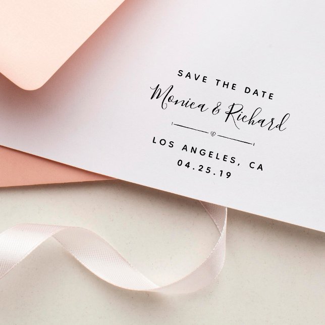 Trendy Fuchsia Wedding Calligraphy Save The Date Self-inking Stamp (Creator Uploaded)