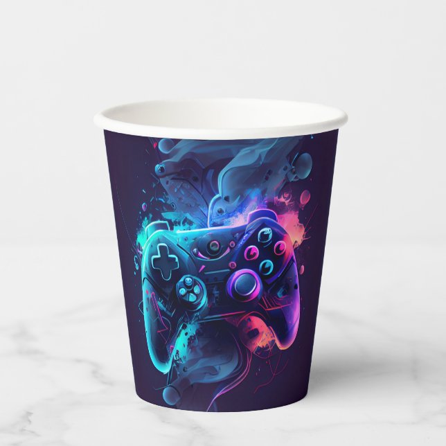 Trendy fun games controller birthday  paper cups (Front)