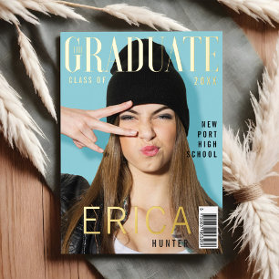 Trendy Fun Graduate Magazine Cover Inspired Grad