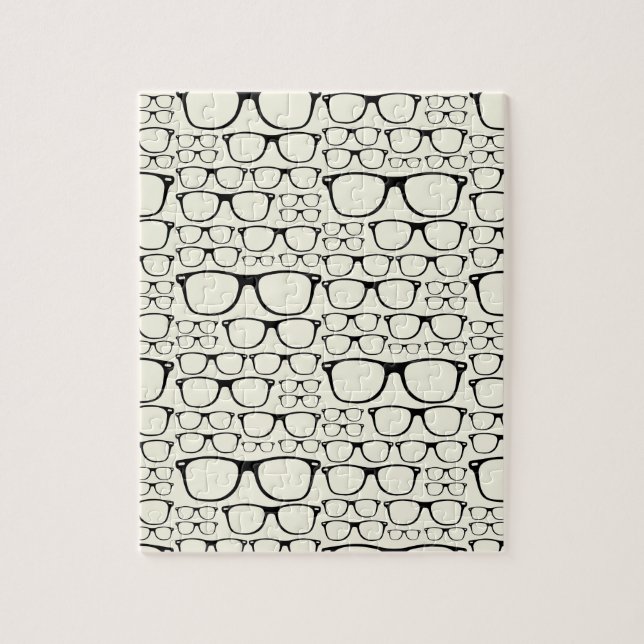 Trendy Funky Nerd Nerdy Geek Retro Glasses Jigsaw Puzzle (Vertical)