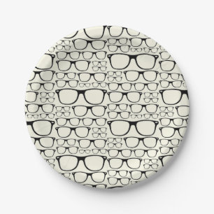 Trendy Funky Nerd Nerdy Geek Retro Glasses Paper Plate