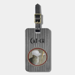 Trendy funny baseball cat cat-ch luggage tag