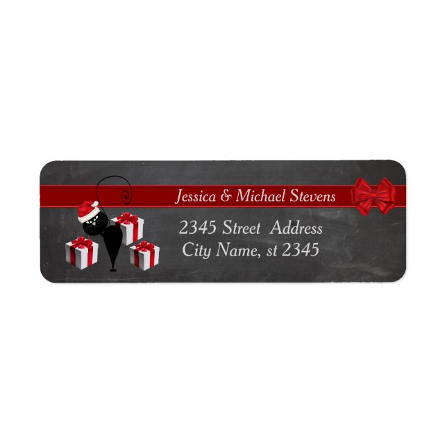 Trendy funny holiday cartoon Santa cat chalkboard (Front)