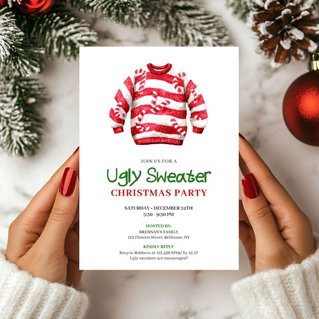 Trendy Funny Ugly Sweater Xmas Invite Design (Trendy Funny Ugly Sweater Xmas Invite Design)