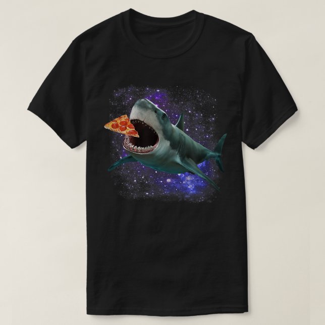 Trendy Galactic Pizza Shark Humour  T-Shirt (Design Front)