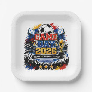 Trendy Game Day 2026 Football Soccer Stadium Party Paper Plate