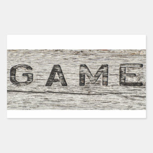Trendy GAME Engraved Rustic Wood Rectangular Sticker