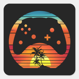 TRENDY GAMER RETRO GAMING SUNSET SQUARE STICKER