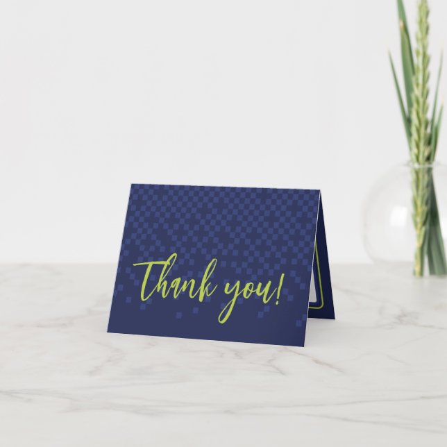 TRENDY GAMING Bar Mitzvah navy blue lime Thank You Card (Front)