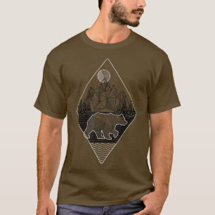 Trendy Geometric Bear Tracks Diamond Mountain T-Shirt
