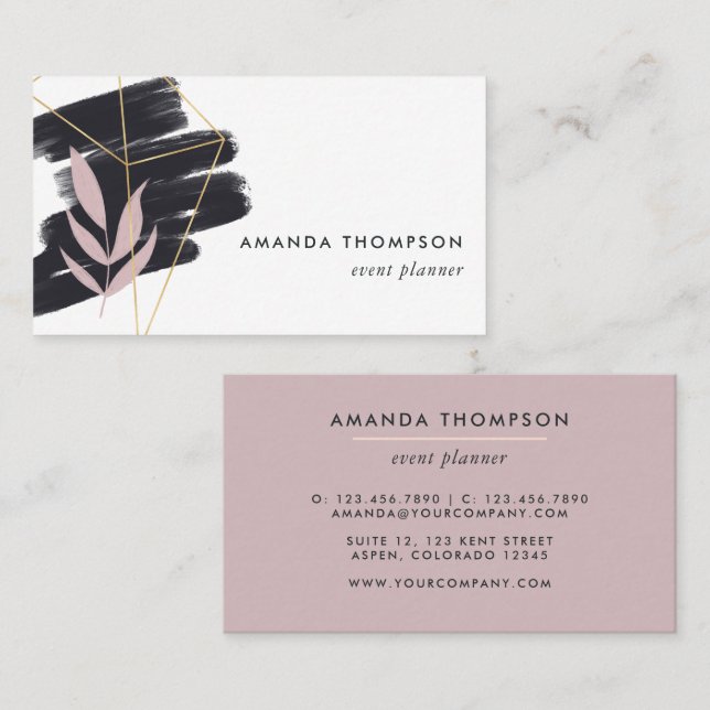 Trendy Geometric Brush Strokes Business Card (Front/Back)