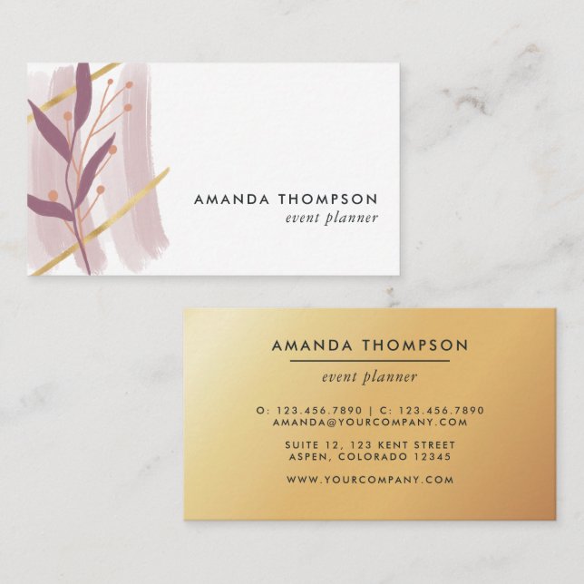 Trendy Geometric Brush Strokes Collage Business Ca Business Card (Front/Back)