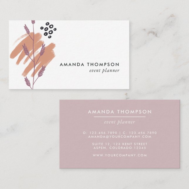 Trendy Geometric Brush Strokes Collage Business Ca Card (Front/Back)