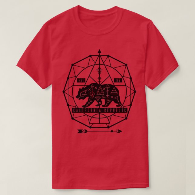 Trendy Geometric California Republic Bear Premium  T-Shirt (Design Front)