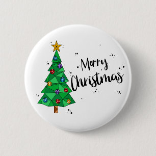 Trendy Geometric Colourful Tree Merry Christmas 6 Cm Round Badge