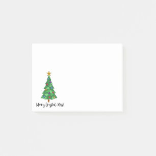 Trendy Geometric Colourful Tree Merry Christmas Post-it Notes