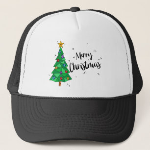 Trendy Geometric Colourful Tree Merry Christmas Trucker Hat