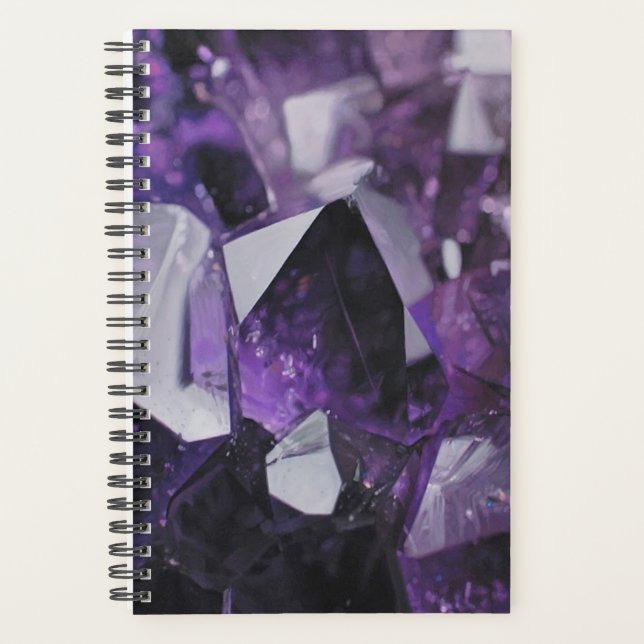 trendy geometric crystal gemstone purple amethyst planner (Front)
