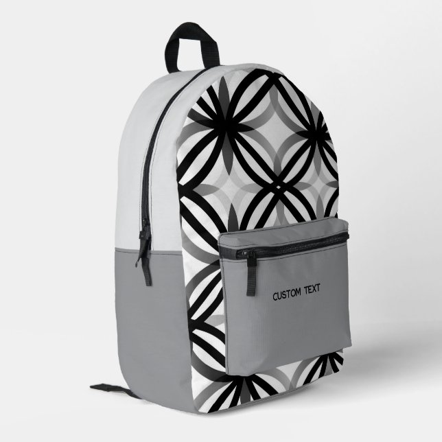 Trendy Geometric Custom Text Backpack (Back Corner Left)