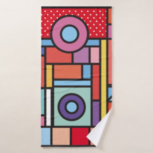 Trendy geometric elements memphis design. Retro st Bath Towel