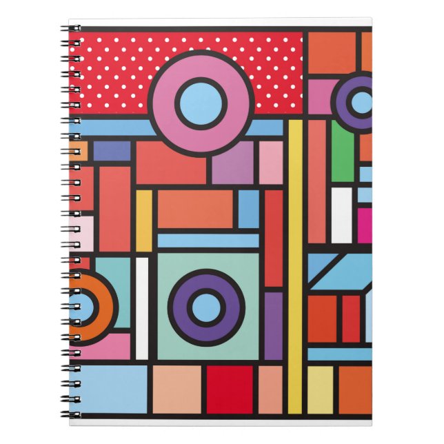 Trendy geometric elements memphis design. Retro st Notebook (Front)