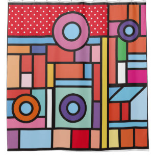 Trendy geometric elements memphis design. Retro st Shower Curtain